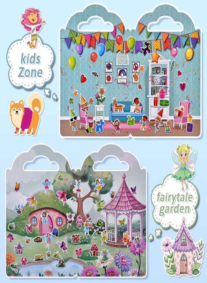 Cosomia 6 Set (260pcs) Puffy Sticker Books Activity for Girls, Reusable Stickers Book, Fairytale+Garden+Princess Party+Mermaid+Kids Zone+Girls' Shop, Travel Book for Kids Ages 3+ - Image 4